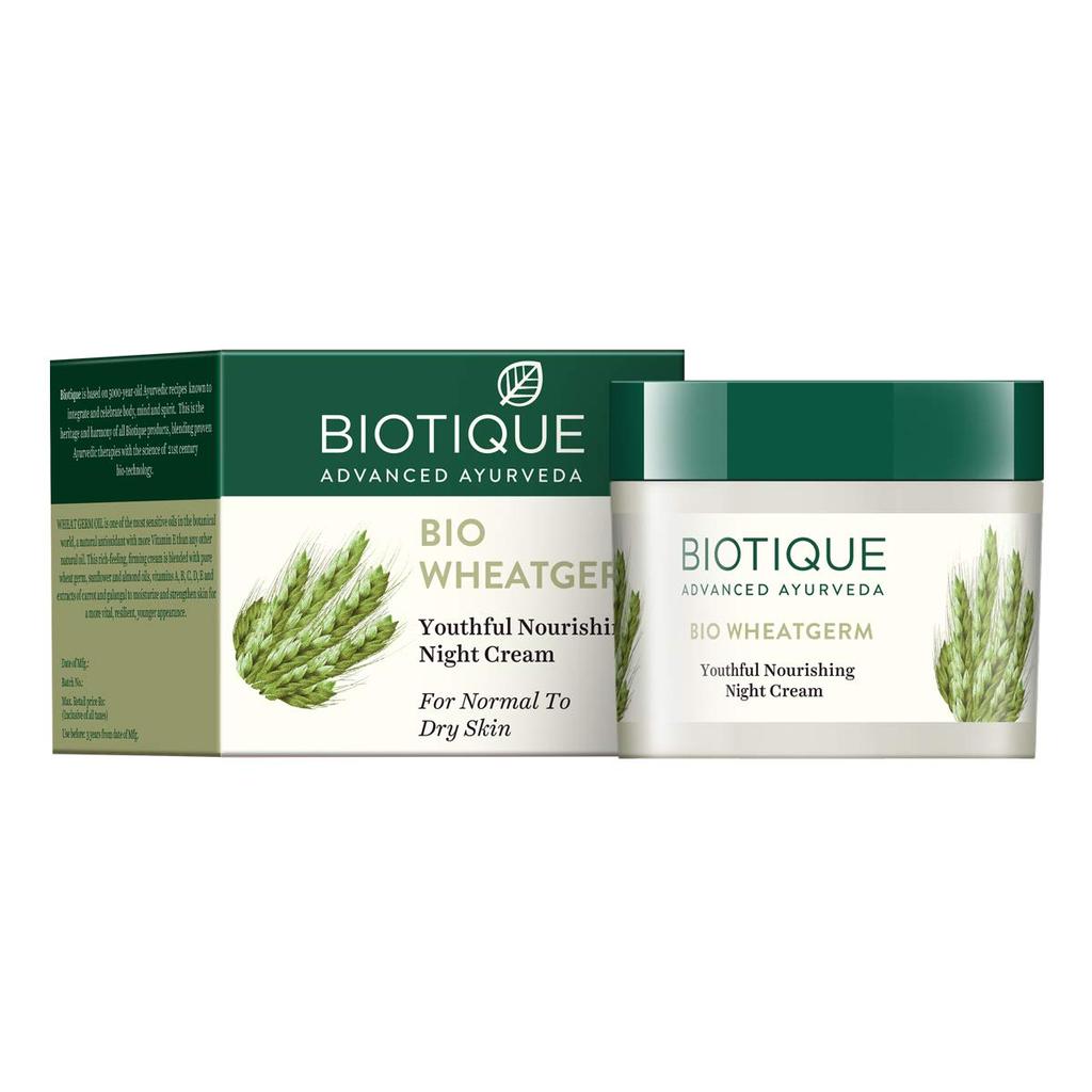 Biotique Bio Wheat Germ FIRMING FACE and BODY NIGHT CREAM For Normal To Dry Skin, 50G And Biotique Bio Fruit Whitening Lip Balm, 12g