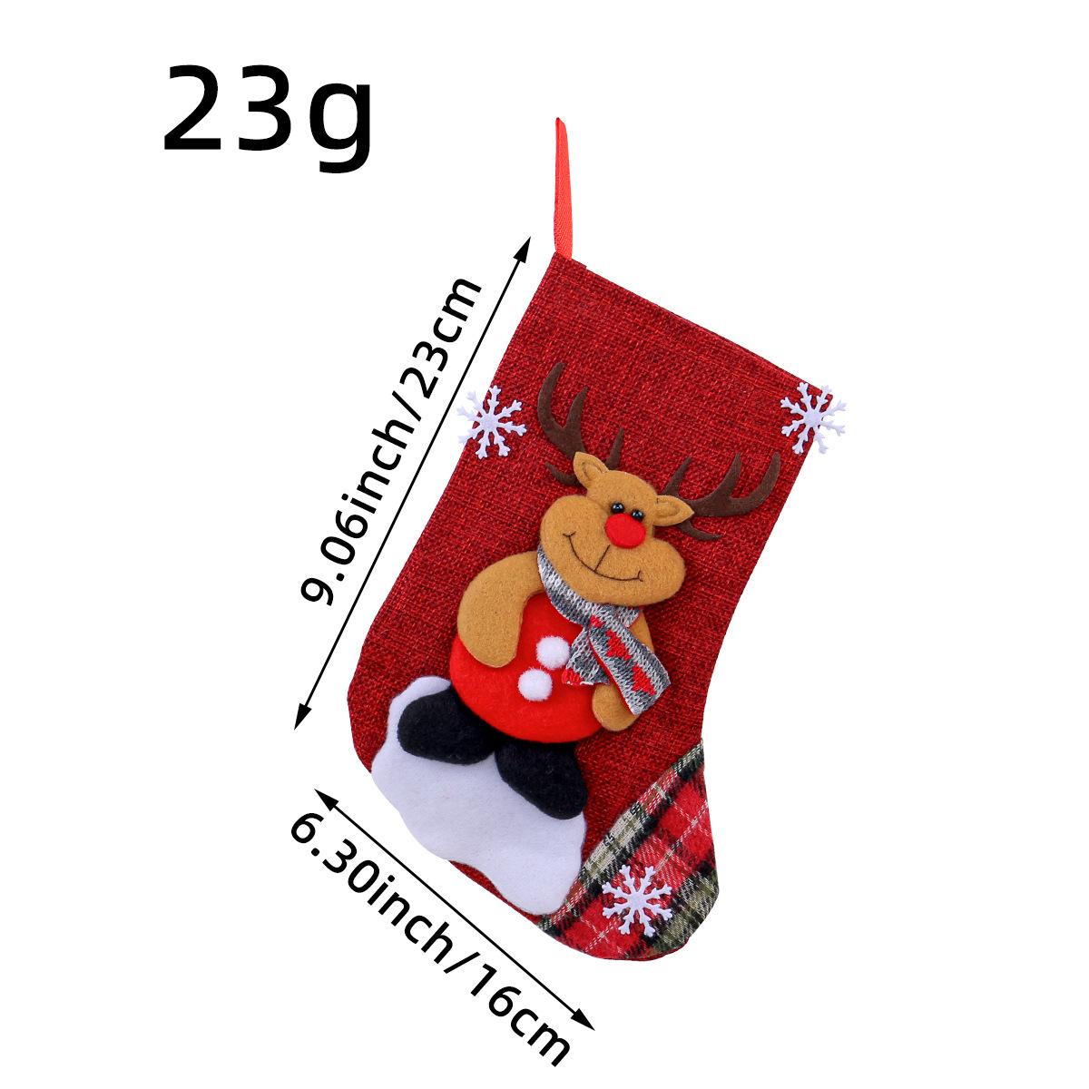 New Christmas Gift Stockings Santa Elk Fabric Gift Stockings Christmas Stockings for Children Fireplace Santa Tree Decoration 16x23cm