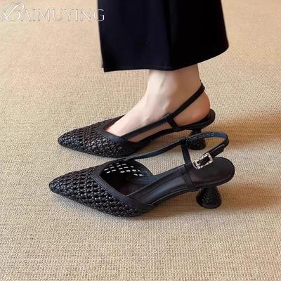 Mode Elegant Damen High Heels Sandalen Spitzschuh Klobige Schuhe Neuer Designer 2025 Sommer Kleid Party Damen Hausschuhe Sexy Pumps Mujer