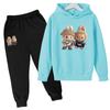 Children's Winter and Spring Hooded Sweatshirt for Girls Aged3to13 with Cartoon Doll Pattern Design Top and Pants Set Pounds