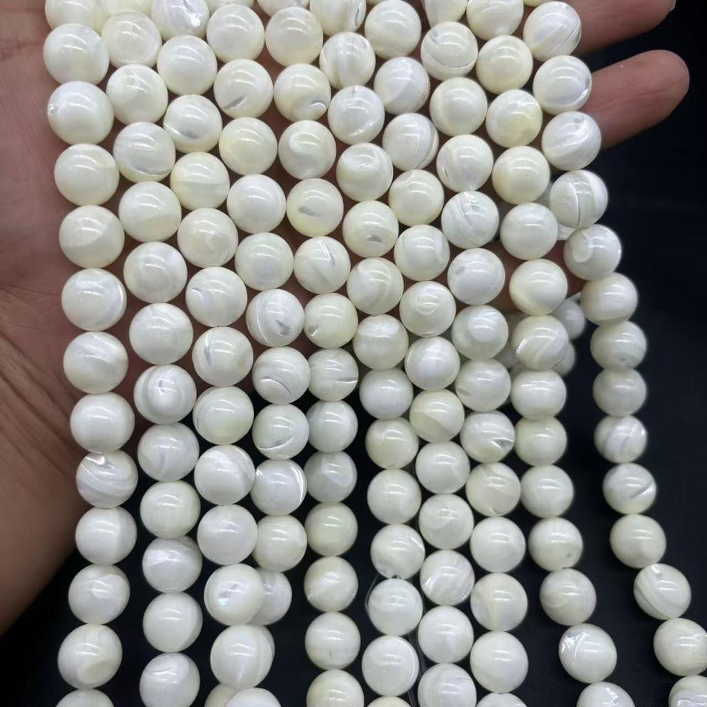 Natural White Mother-of-Pearl Round Small Loose Beads for DIY Jewelry Making