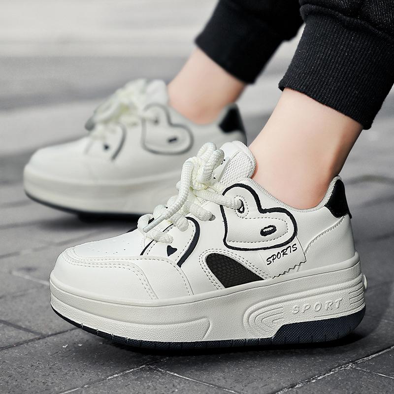 Kids Sneakers with Wheels Four -wheel Sports Boots Wheel Skate Can Remove Student Skate Sneakers Shoes