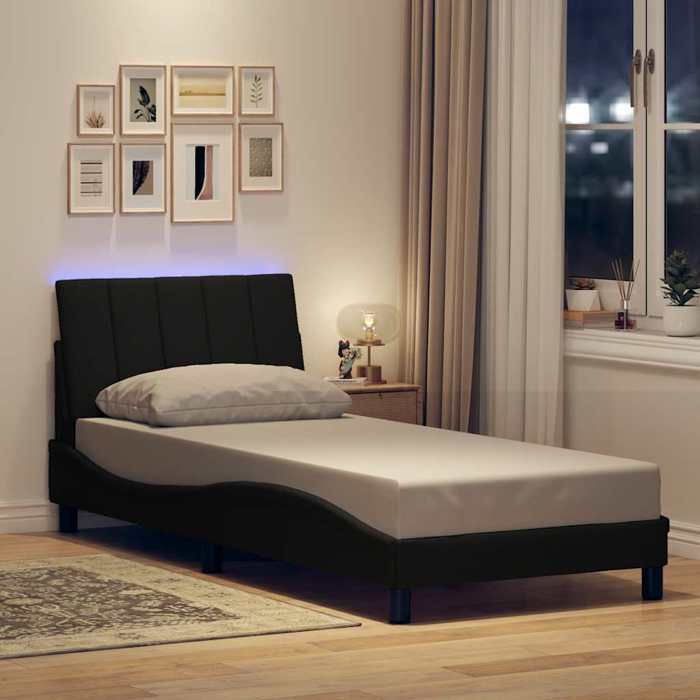 VidaXL Cadre de lit sans matelas noir 90x190 cm tissu, lit, sommier, lit en tissu, meuble de chambre à coucher, lit simple, 3310428