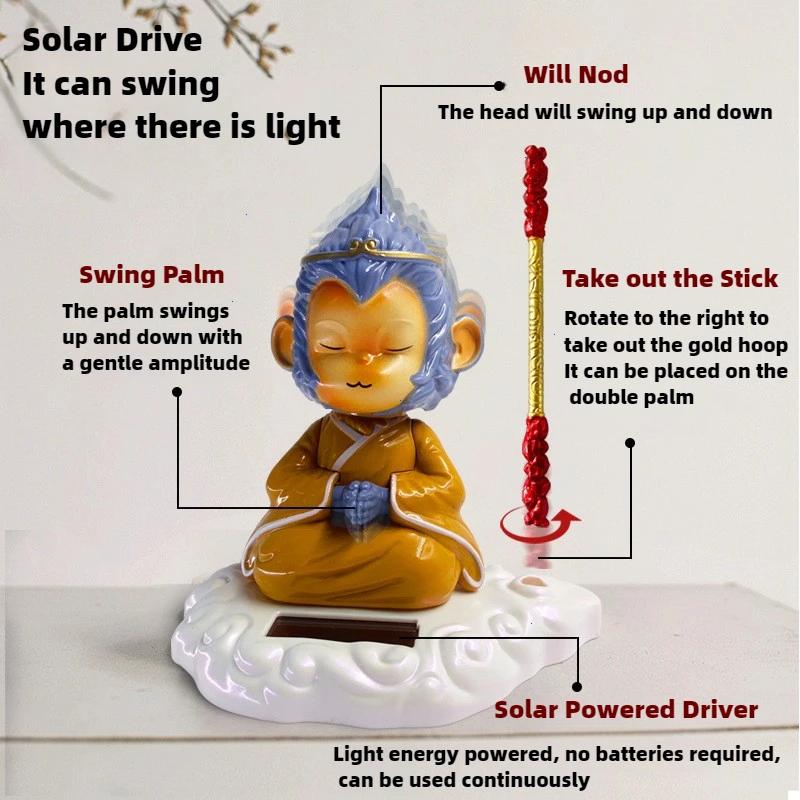 New Car Decoration Solar Energy Decoration Shaking Head Doll Cute Monkey Shape Decoration Gift Creative Interior Automotive