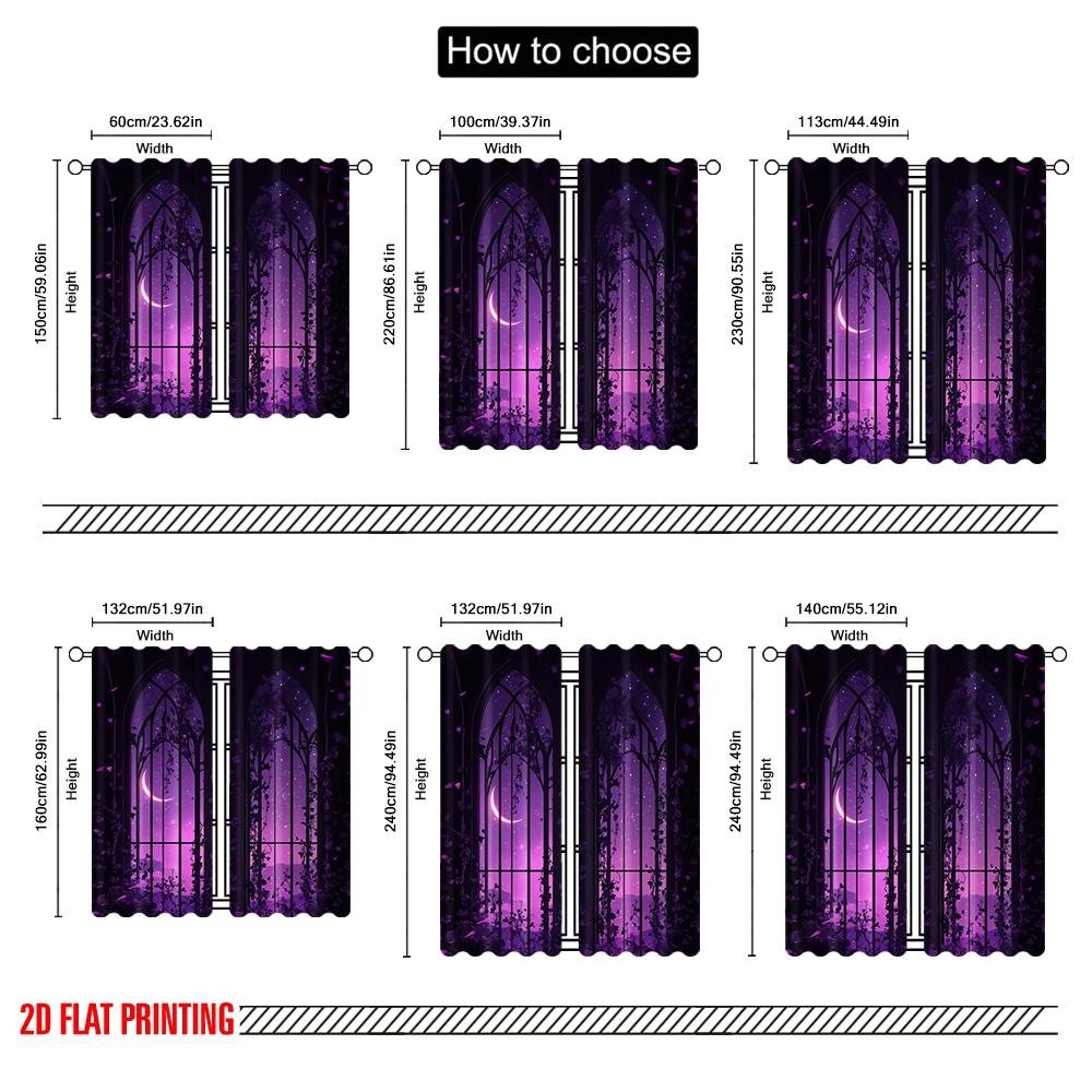 2D flat printing 2pcs Curtains Starry Sky Pattern Durable Polyester  Without Electricity Versatile Applies to Home Daily Decor