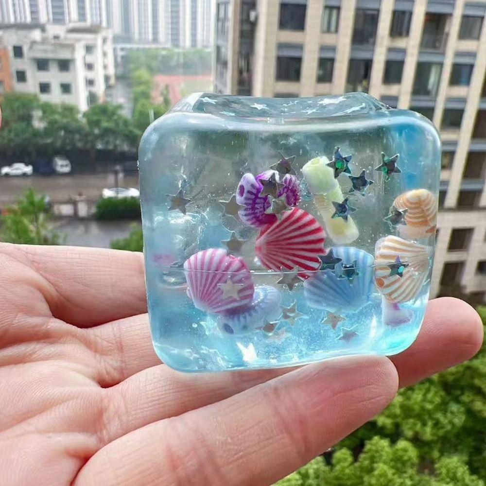 Slow Rebound Blue Ocean Ice Cube Stress Balls Slow Rising Sensory Fidget Toy Adults Use