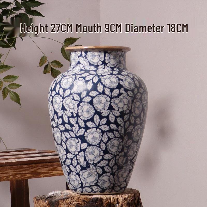 Chinese Retro Blue and White Porcelain Vase for Floral Arrangements