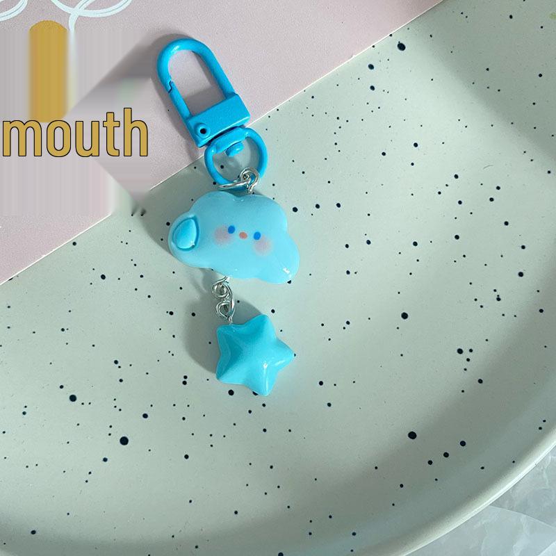Cute Speechless Cloud Keychain Pendant - Funny & Sweet Expression Gift for Girls