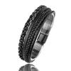High Quality Stainless Steel Leather Bracelets For Men Six Color Punk Curb Cuban Link Chain Bracelets On the Hand Jewelry Gifts