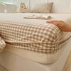 Practical All Inclusive Single Plaid Mattress Cover Non Slip Skin-friendly Bed Sheet Rustic Style Elastic Band Bed Cover Bedroom