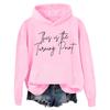 Ladies Fashion Casual Long Sleeve Printed Round Neck Hoodie Pullover Top
