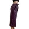 Women Skirt Faux Leather High Waisted Front Slit Hip Wrapped Skirt with Belt Buttons Closure Commuting Street Skirt