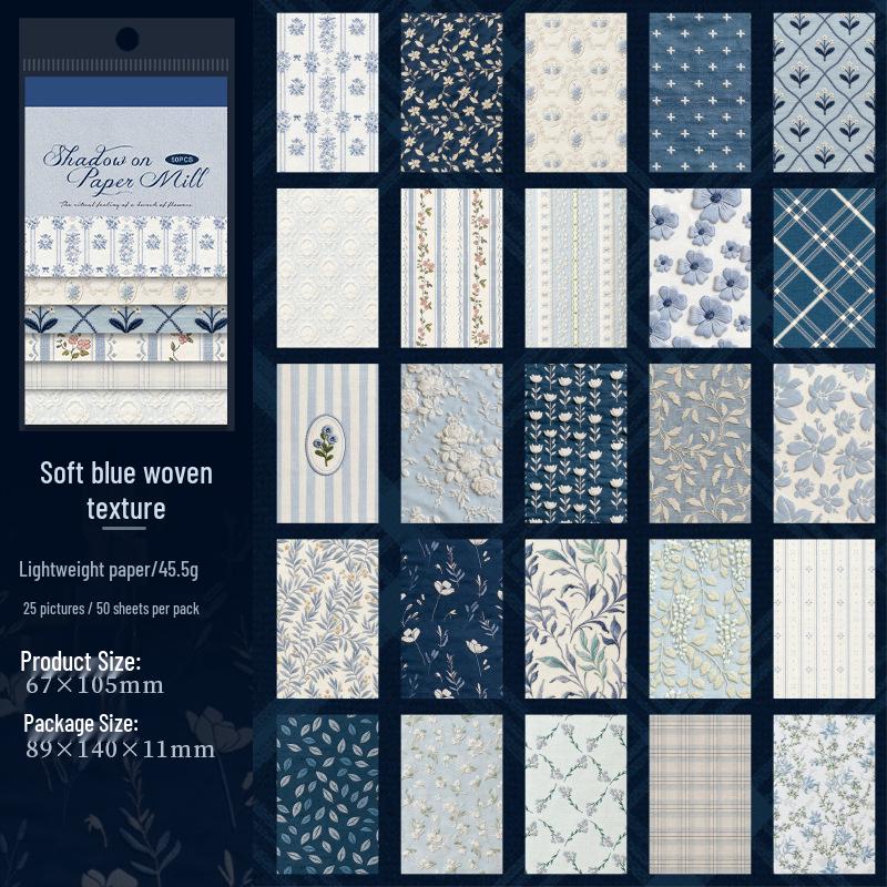 Retro Plaid Theme Embroidery & Fabric Art Material Set: 6 Styles, 50 Sheets, Tomato Sauce Girl Shadow Series