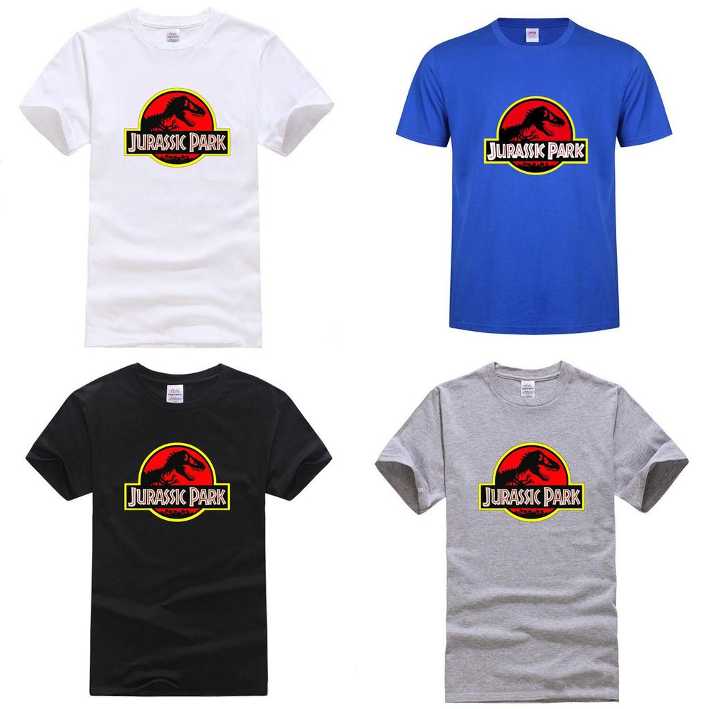 T-shirt Elegante da Uomo Jurassic Park Logo Originale Film T-rex Dinosauro Per Fan