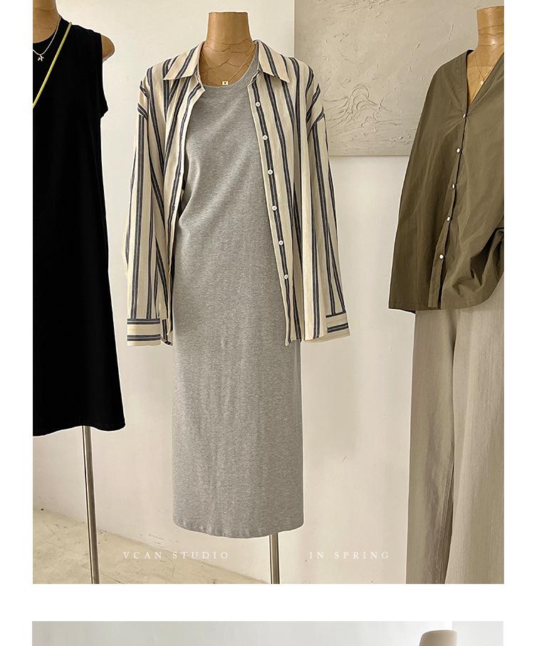 2025 Letní dámské dlouhé tankové šaty z čisté bavlny bez rukávů