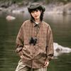 Autumn New Retro Yarn-Dyed Plaid Shirt Lady Literature Cotton and Linen Long Sleeve Shirt Loose Casual Cardigan Coat