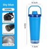 Stanley Style Large Capacity Insulated Water Bottle With Silicone Handle For Sports And Travel
