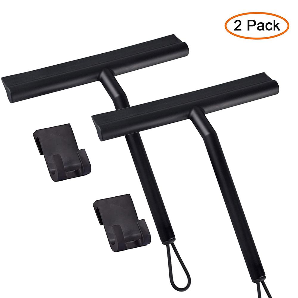 Shower Squeegee for Glass Doors Silicone Squeegee with Hook Bathroom Shower Mirrors Tiles and Car Windows Streak Free Cleaning