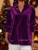 2025 Women's Solid Color Velvet Lapel Shirt - Versatile Long Sleeve Top for Europe & America