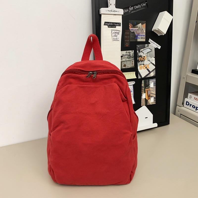 Student Schoolbag Women's Solid Color Travel Bag Men's Canvas Backpack