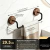 Wall Mounted Towel Holder Walnut Wood Black Carbon Steel Structure 5cm Spacing Household Bathroom Shelf