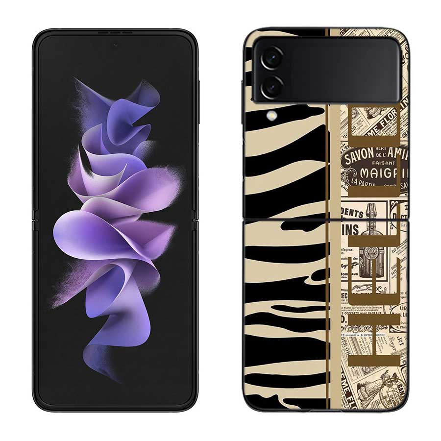 Leopard Print Pink Case For Samsung Z Flip 6 5G Galaxy Z Flip 5 4 3 5G Black Hard Cell Phone Cover Luxury PC Shell Coque