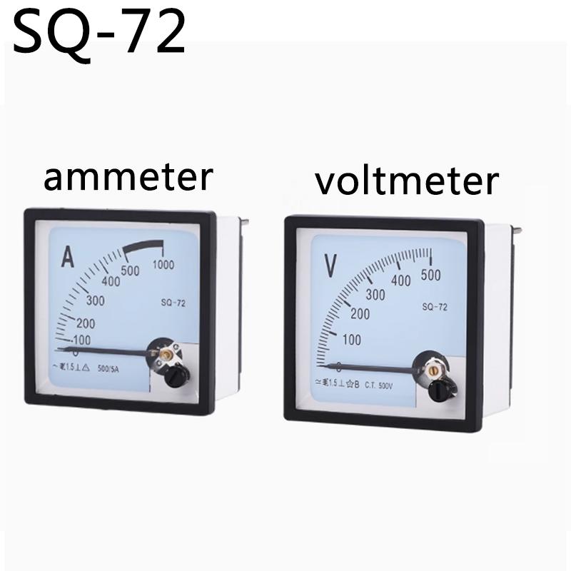 SQ-72 AC Voltmeter Ammeter 100/5 500/5 200/5 300/5 AC250V 450V 45-55/65Hz 220V 380V Frequency Meter 72*72mm