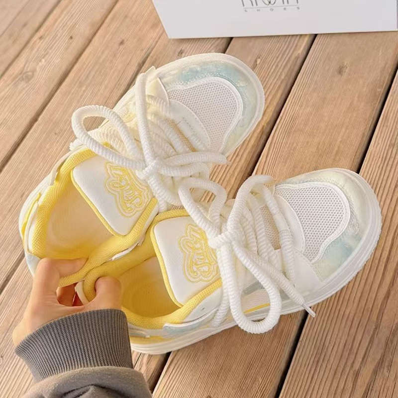 Summer women's shoes women's new breathable mesh shoes versatile niche bread shoes platform sports board shoes