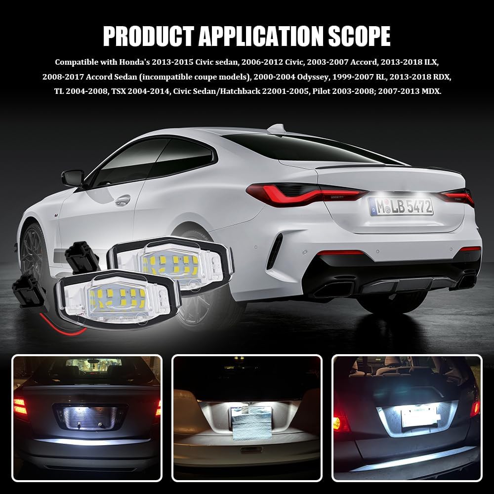 2PCS LED License Plate Light, Tag Lights for License Plate, Rear Tag Light Lamp, Car Accessories Super Bright 18-SMD LED Number Plate Lamps