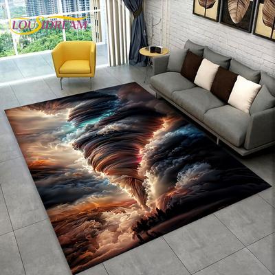 3D Natur, Tornado, Cloud Twister Area Teppich groß, Teppich für Wohnzimmer, Schlafzimmer, Sofa, Fußmatte, Dekoration, rutschfeste Bodenmatte