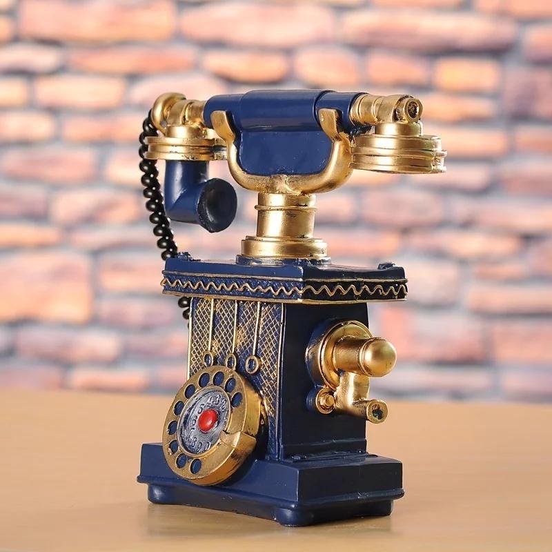 1 Pcs Retro Resin Crafts Piggy Bank Creative Home Decoration European Style Telephone Decoration Piggy Bank Decoration