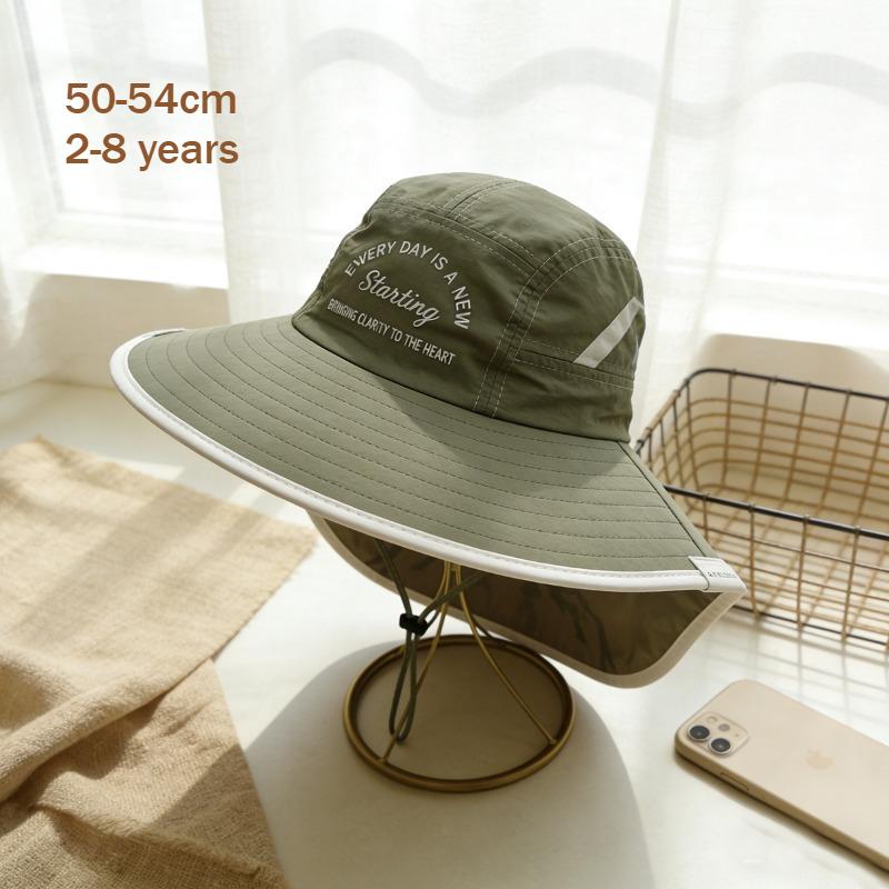 Kids Sun Hat with Large Brim for Boys Girls 50-54cm 2-8 Years Outdoor Hiking Cap Fisherman Beach Hat Quick Dry UPF 50+