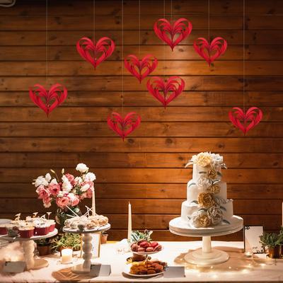 8 Pieces Heart Garland Ornaments Engagement Decorations Valentine's Day Decoration Set for