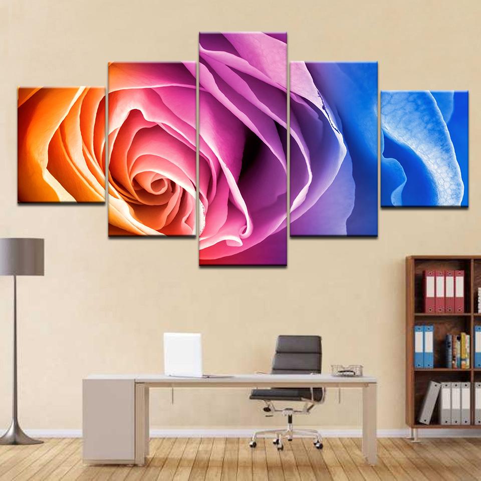 

The colorful art rose flowers 5 Panel HD Print wall posters Canvas Art Painting For home living room decoration 20x35 20x45 20x55cm