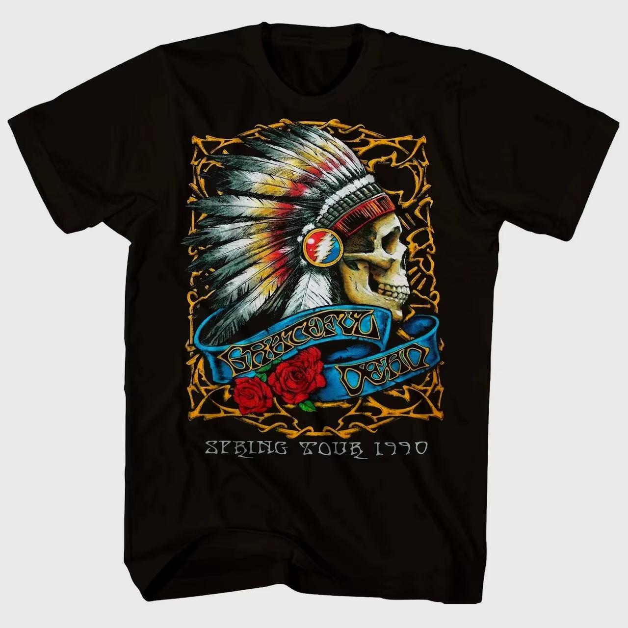 

2025 Cotton Grateful Dead Warlocks Indian Skull Rock Punk Classic T-shirt Men s Women Short Sleeve Summer Round Neck Tee Y2k Top L
