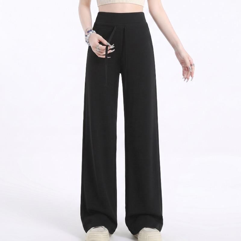 Loose small wide-leg pants sports drape high-waisted straight-leg pants slimming sports elastic waist casual pants slim