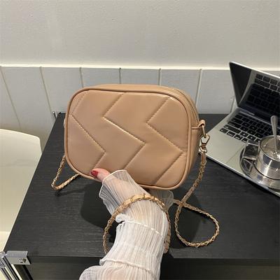 Einfarbig lässig Herbst lässig 2025 neue Mode einfache Stickerei Faden Trend Kette Umhängetasche Schulter kleine quadratische Damen Tasche