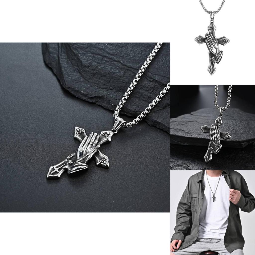 Mens Stainless Steel Jesus Christ Face Crucifix Cross Pendant Necklace Fashionable And Religious