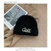 Ins Embroidery Letter Knitted Hat Children's Autumn and Winter New Warm Ear Protection Versatile Wool Hat Big Head Circumference