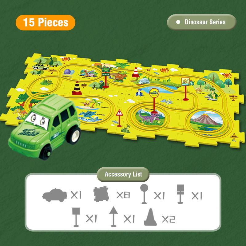 Puzzle Set Electric Tram Children's Toys DIY Track Play Mat Railroad Car Mini Road Signs Scene Jigsaw Puzzle Toys Boy Girl Gifts