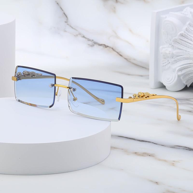 Frameless Sunglasses Women'S Square Leopard Sunglasses Men'S Trendy Glasses Shades