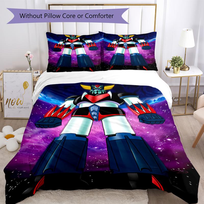 3pcs UFO Robo Grendizer2 pattern bedding set duvet cover set includes duvet cover &pillowcases, perfect all season bedroom decoration & gift