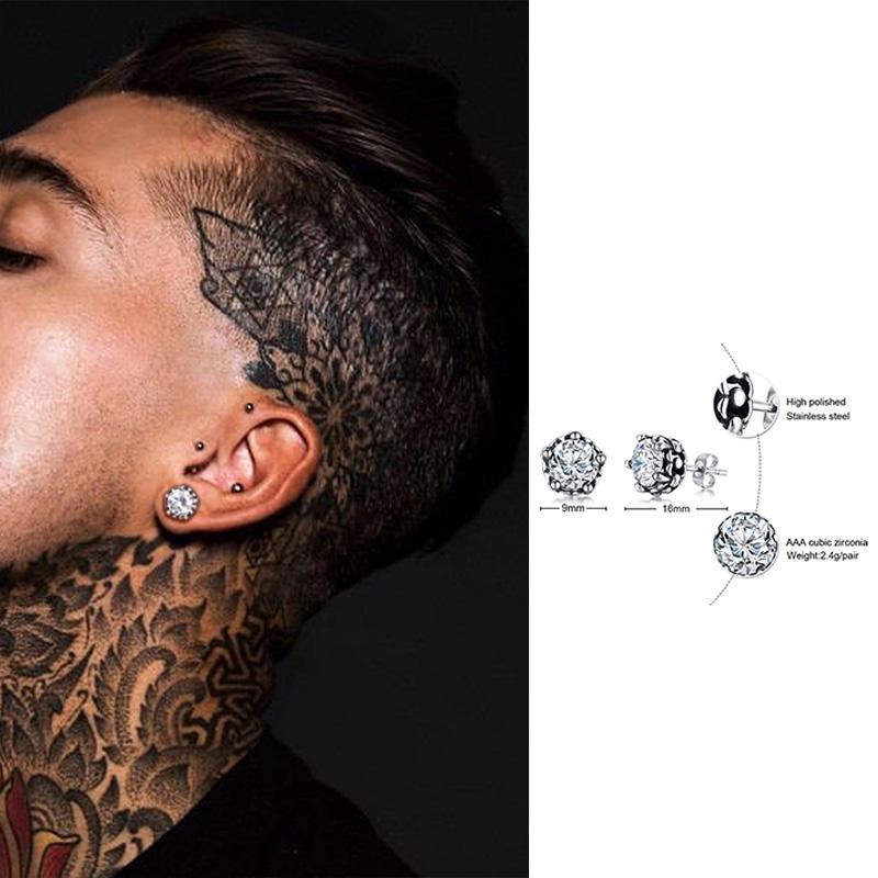 Мужская серьга-пусета, серьги-пусеты с кристаллами циркония треугольной формы, маленькие минималистичные пусеты из нержавеющей стали для мужчин и женщин, циркон