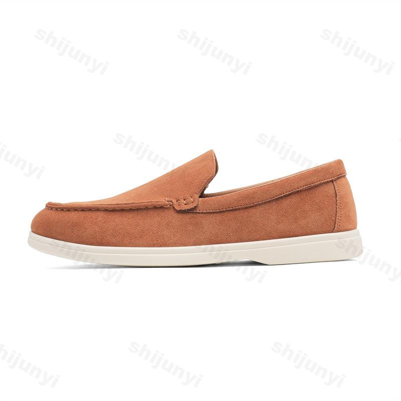 Men Flat Loafers Frosted Suede Flat Shoes Comfortable Non Slip Loafers Lightweight Trendy Outdoor Casual Shoes 2025
