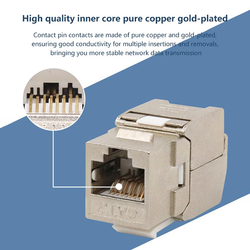Jack Keystone Cat6A Cat7 Tipo Sin Herramientas Rj45 Stp Cat7 Módulo de Aleación de Zinc Adaptador Acoplador Para 22 A 26 Awg