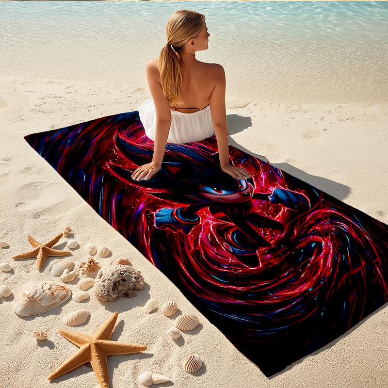 1Pc Dark Sonic Beach Towel Quick Dry Multiuse For Beach Pool Gym Yoga Home Travel Christmas Halloween Xmas Gift L1524