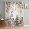 Christmas Snow Land Tree Snowflake TCurtains For Living Room Bedroom Kitchen Decoration Window Tulle Curtain