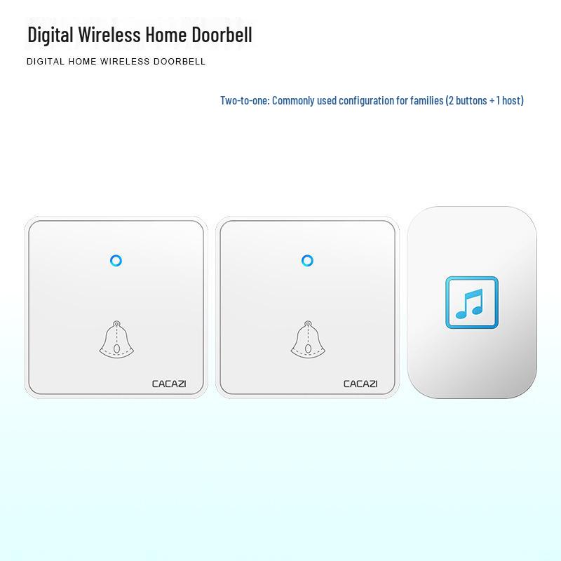 Wireless Long-Range Doorbell with Large Button - One-to-Two System белый
