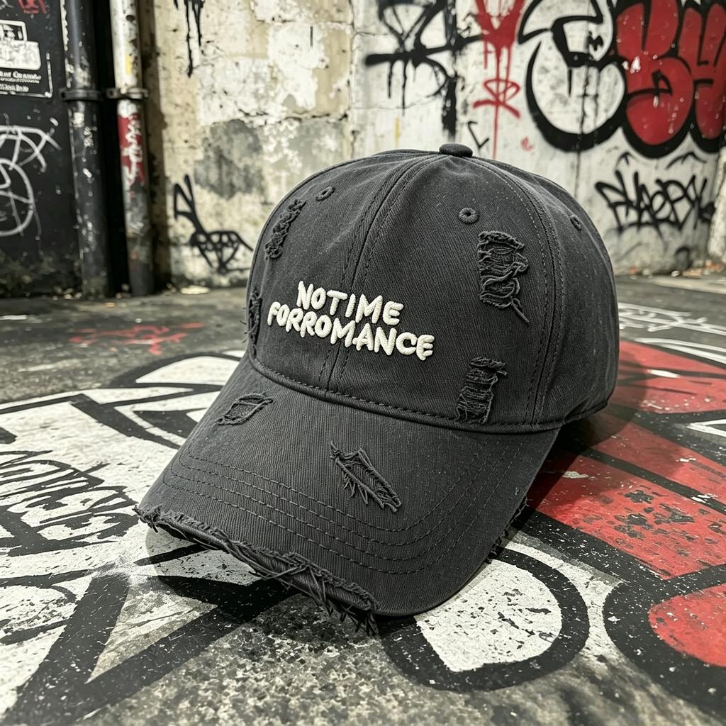 Retro Worn-Out Style Baseball Cap "No Time For Romance" Embroidered Dad Hat Trendy Casual Streetwear Sun Hat Suitable For Both M