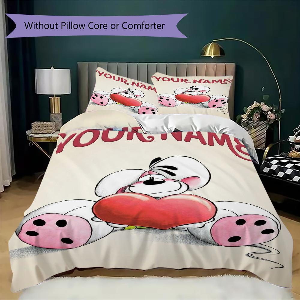 Custom Name Diddl Bedding,Quilt Set Quilt Cover Pillowcase Home Birthday Gift(1 * Duvet Cover + 2 * Pillowcase, Without Core)_xia